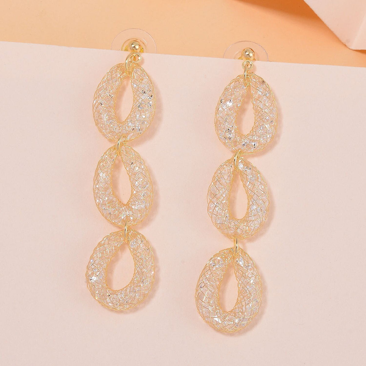 White Austrian Crystal Drop Earrings in Gold Tone 7664015 2