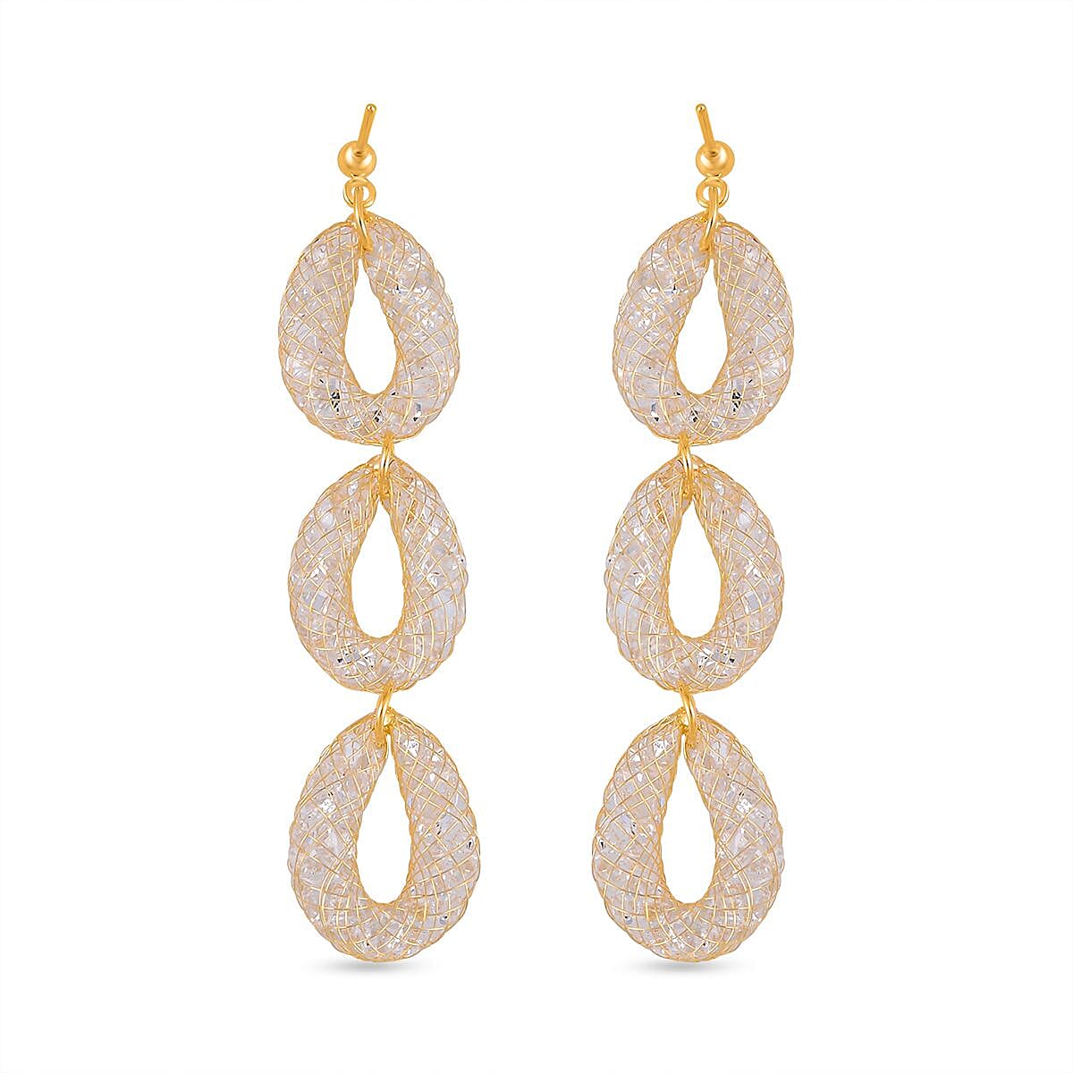 White Austrian Crystal Drop Earrings in Gold Tone 7664015 4