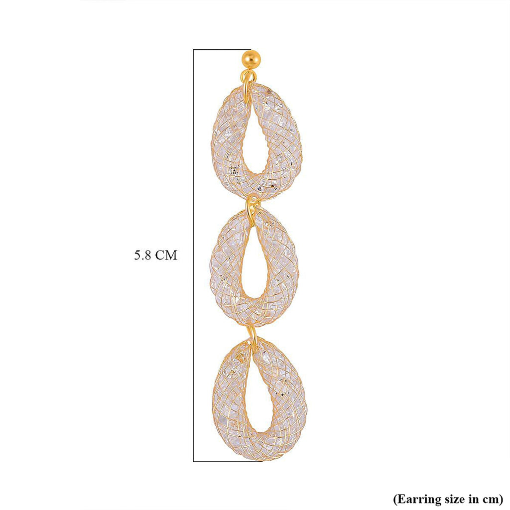 White Austrian Crystal Drop Earrings in Gold Tone