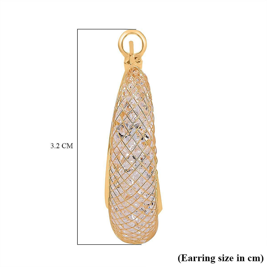 NY Close Out - White Austrian Crystal Hoop Earrings in Yellow Gold Tone