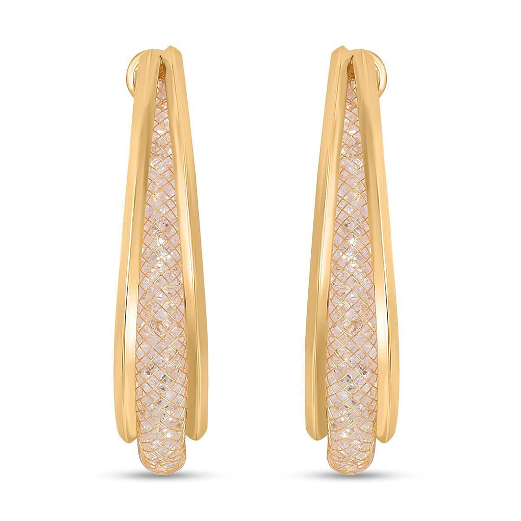 NY Close Out- Star Light Gold Plated Austrian Crystal Hoop Earrings