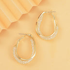 NY Close Out- Star Light Gold Plated Austrian Crystal Hoop Earrings