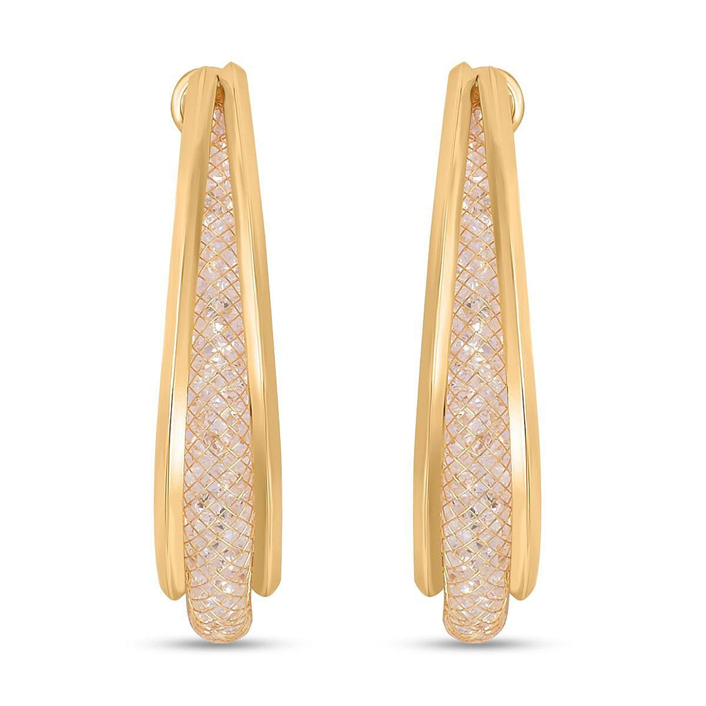Designer Inspiration White Crystal Hoop Earring in Yellow
