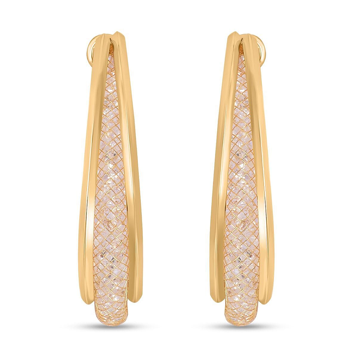 Designer Inspiration White Crystal Hoop Earring in Yellow 7977091 0