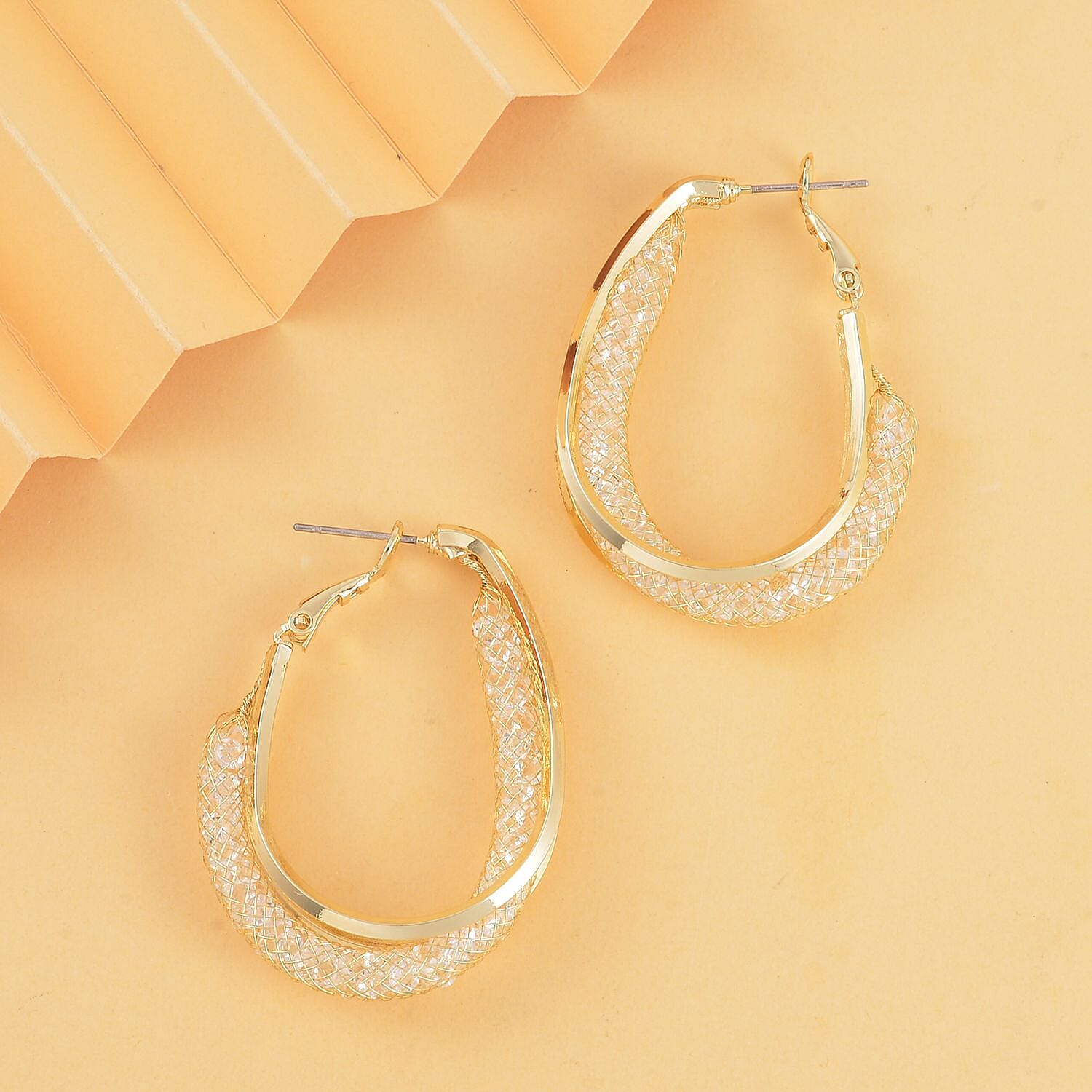 Designer Inspiration White Crystal Hoop Earring in Yellow 7977091 2
