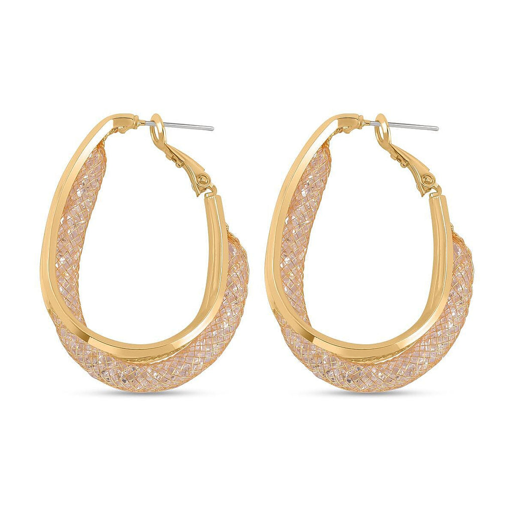 Designer Inspiration White Crystal Hoop Earring in Yellow