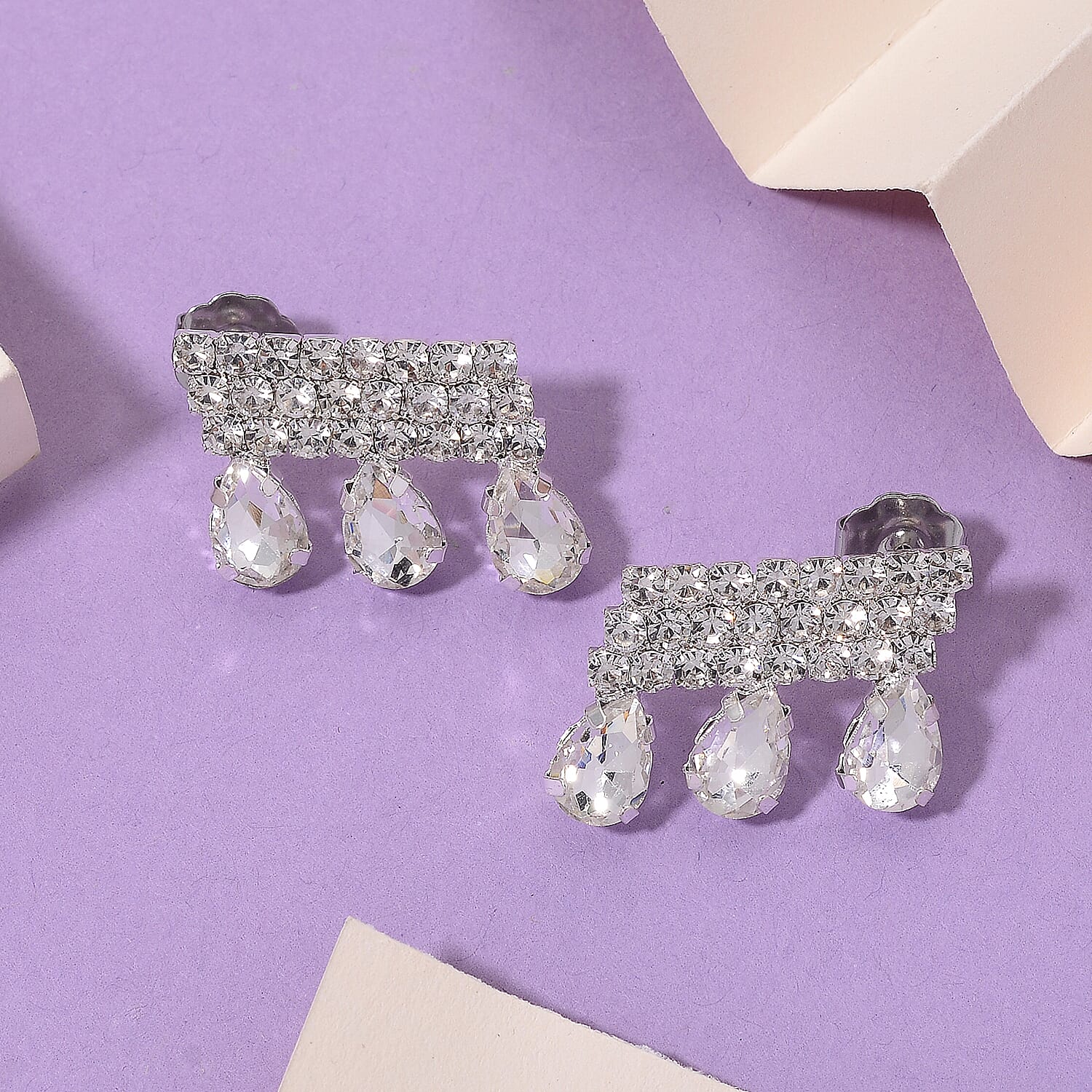 White Crystal Earring with Push Back 8322720 2