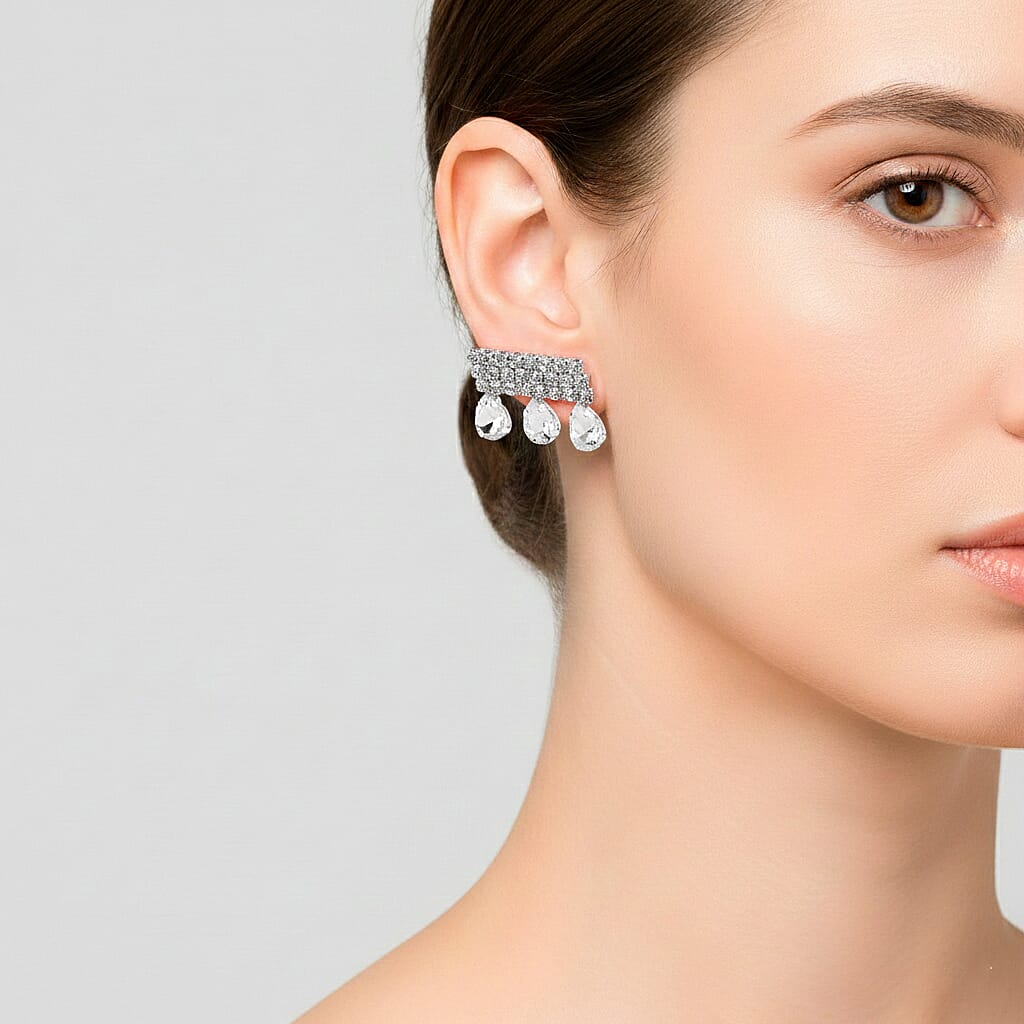 White Crystal Earring with Push Back 8322720 3