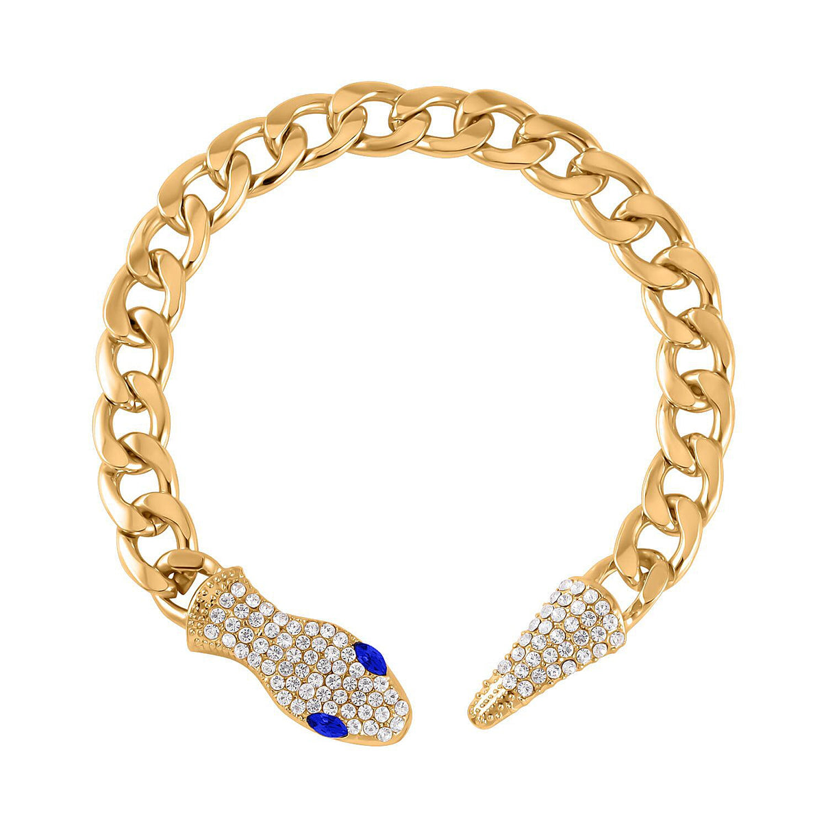 White &amp; Blue Crystal Serpent Bracelet (Size - 10.5) in Yellow Gold Tone 8364472 0
