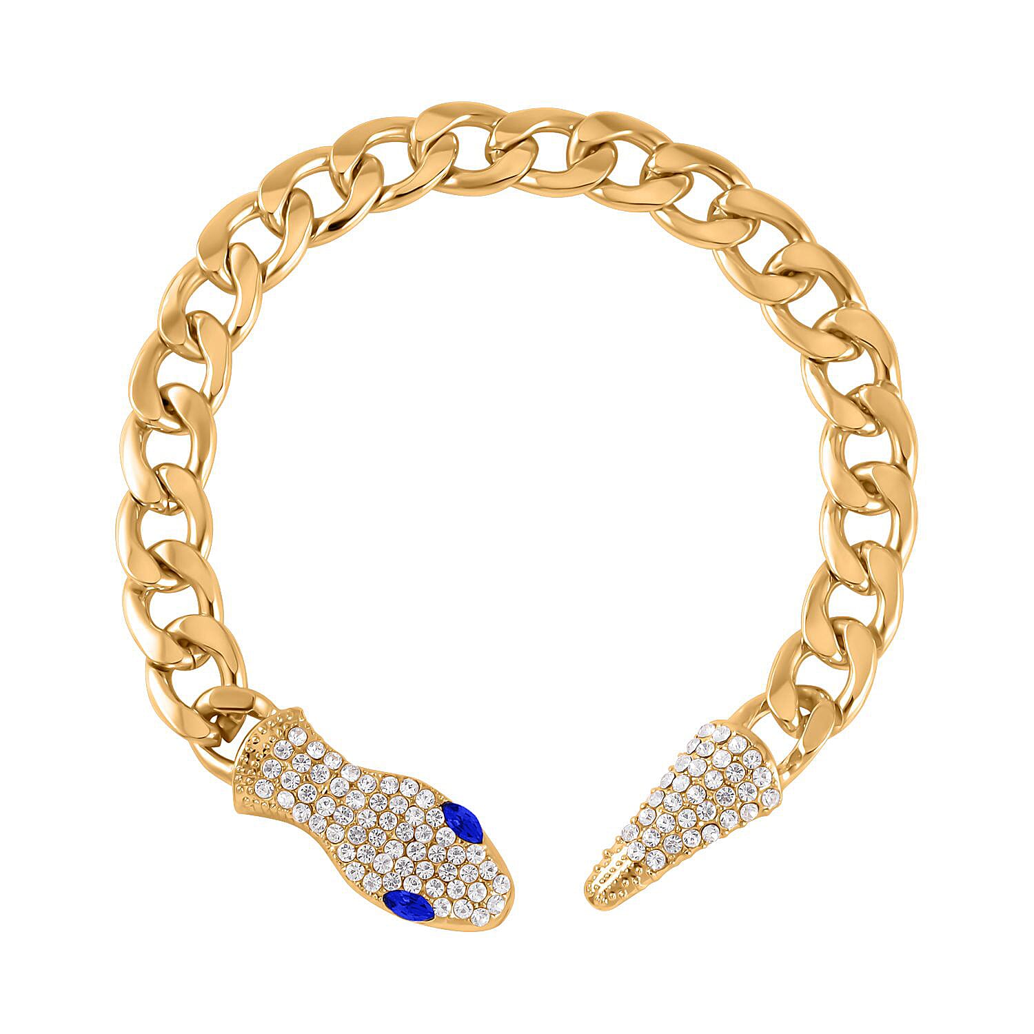 White &amp; Blue Crystal Serpent Bracelet (Size - 10.5) in Yellow Gold Tone 8364472 0