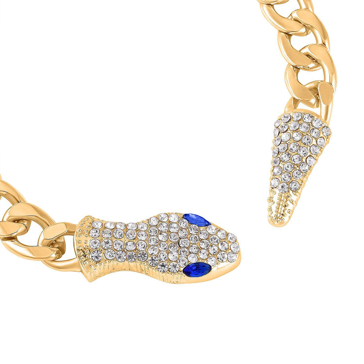 White &amp; Blue Crystal Serpent Bracelet (Size - 10.5) in Yellow Gold Tone 8364472 4