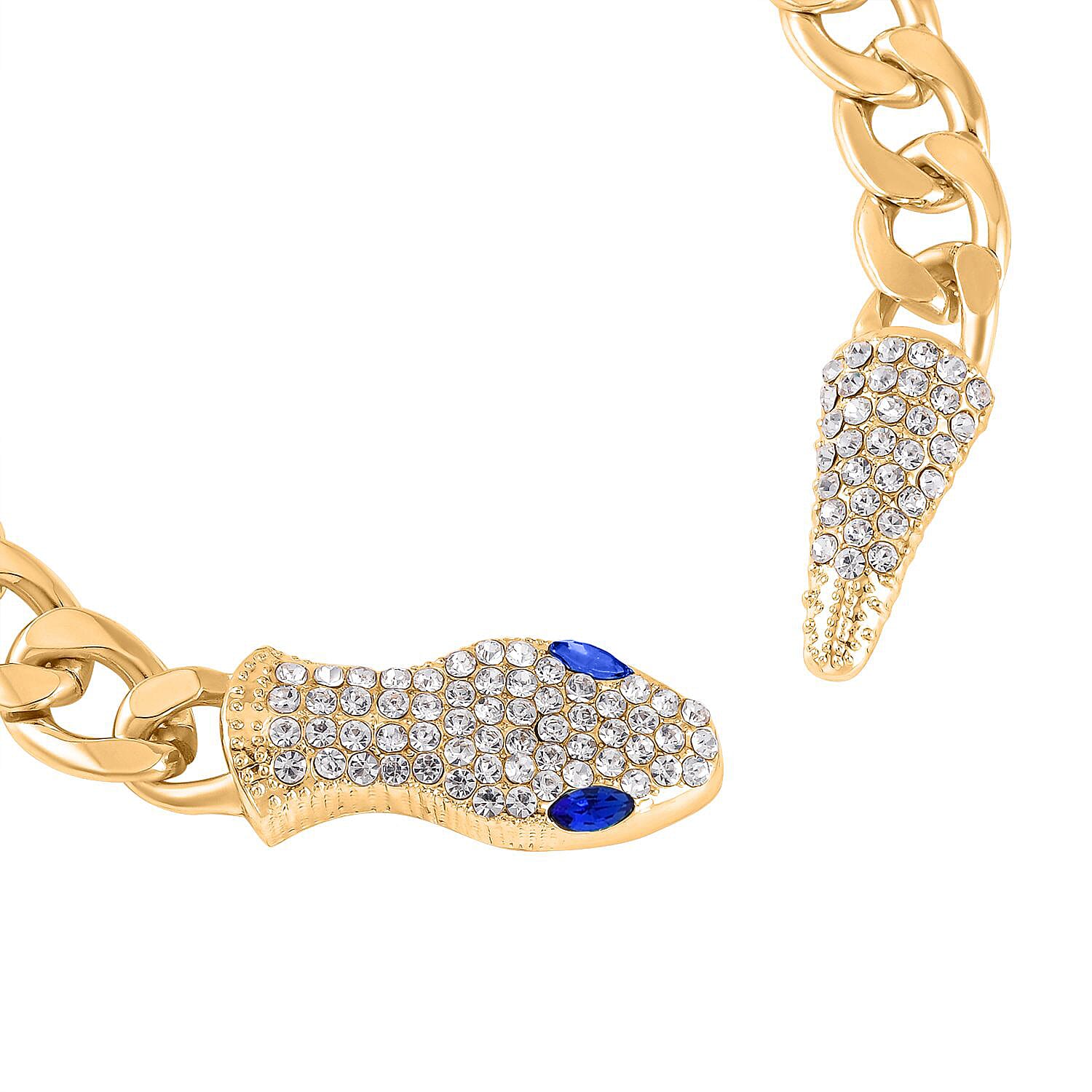 White &amp; Blue Crystal Serpent Bracelet (Size - 10.5) in Yellow Gold Tone 8364472 4