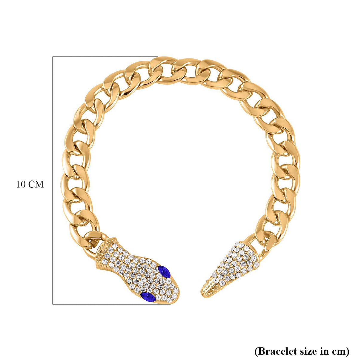 White &amp; Blue Crystal Serpent Bracelet (Size - 10.5) in Yellow Gold Tone 8364472 5
