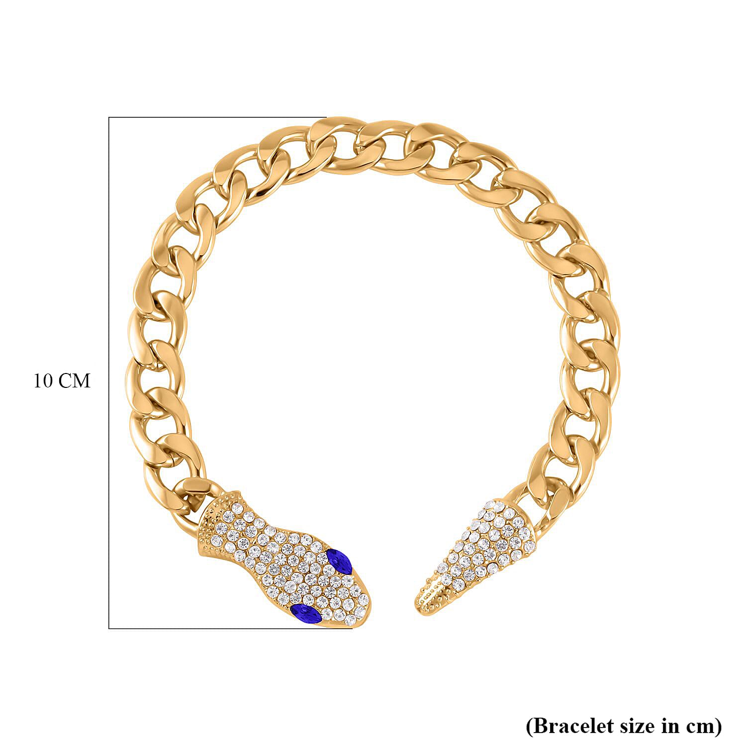 White &amp; Blue Crystal Serpent Bracelet (Size - 10.5) in Yellow Gold Tone 8364472 5
