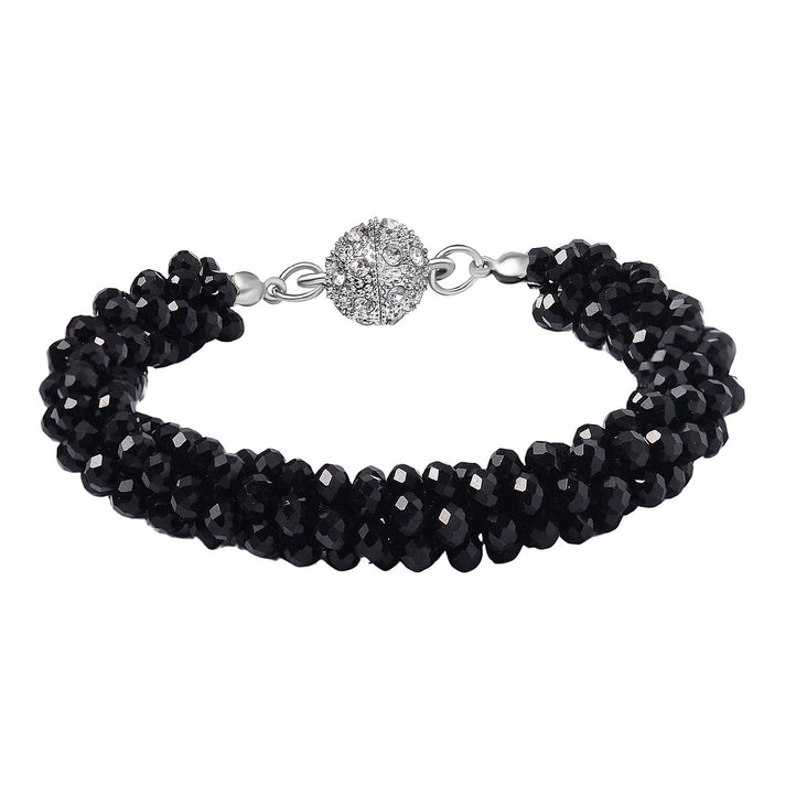 Black Crystal Bracelet (Size 7.5) in Gold Tone 8312712 1