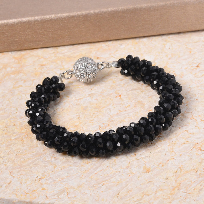 Black Crystal Bracelet (Size 7.5) in Gold Tone 8312712 2