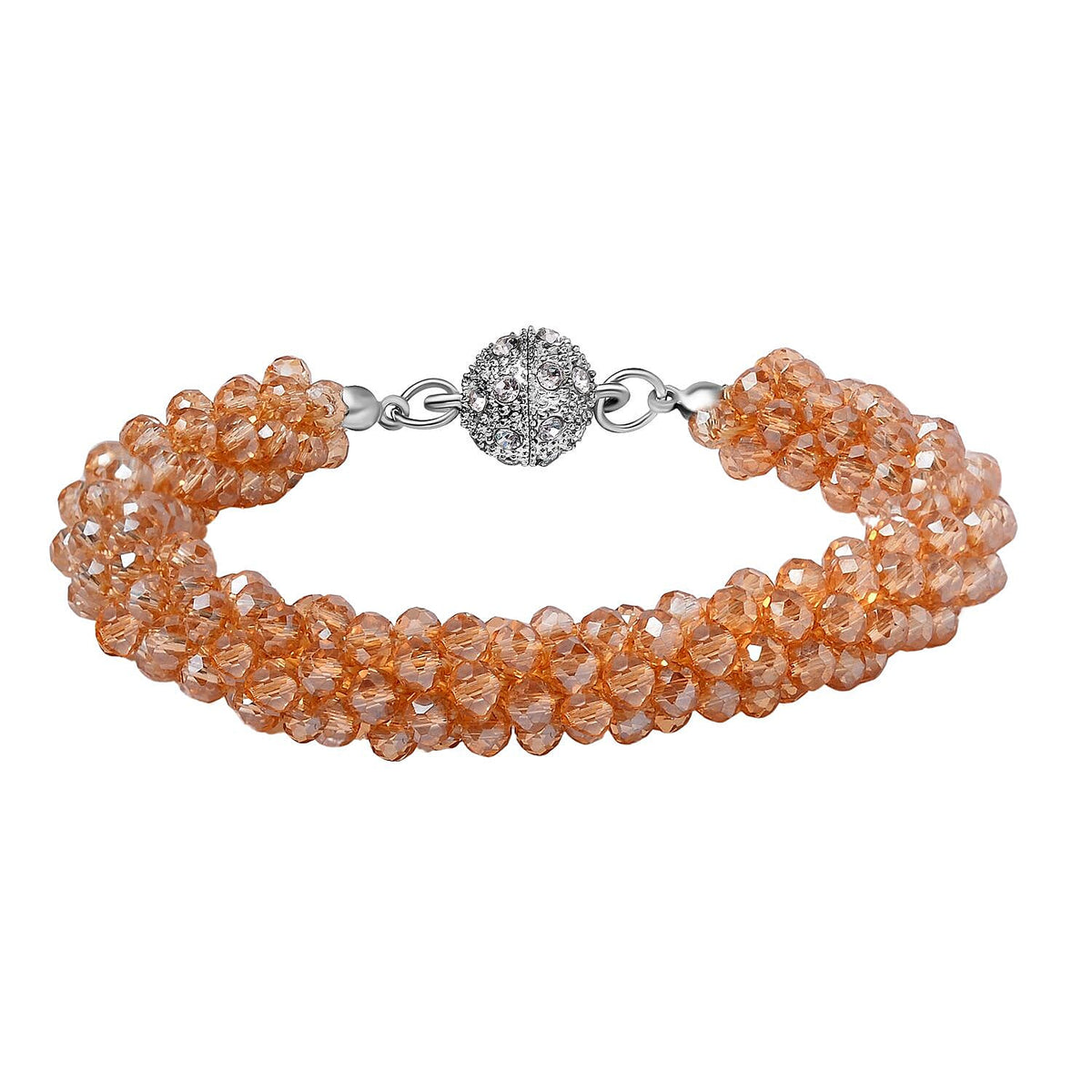 Orange Crystal Bracelet (Size - 7.5in ) With Austrian Crystal Embellished Magnetic Clasp 8312718 0