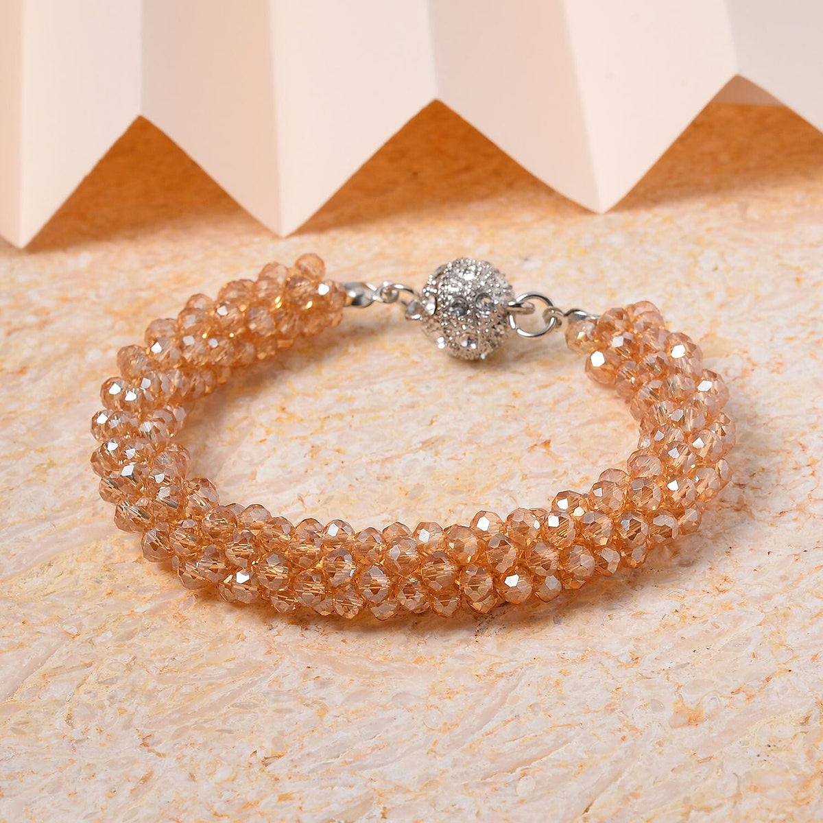 Orange Crystal Bracelet (Size - 7.5in ) With Austrian Crystal Embellished Magnetic Clasp 8312718 2
