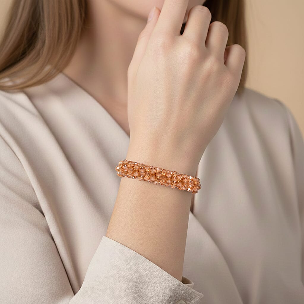 Orange Crystal Bracelet (Size - 7.5in ) With Austrian Crystal Embellished Magnetic Clasp 8312718 3
