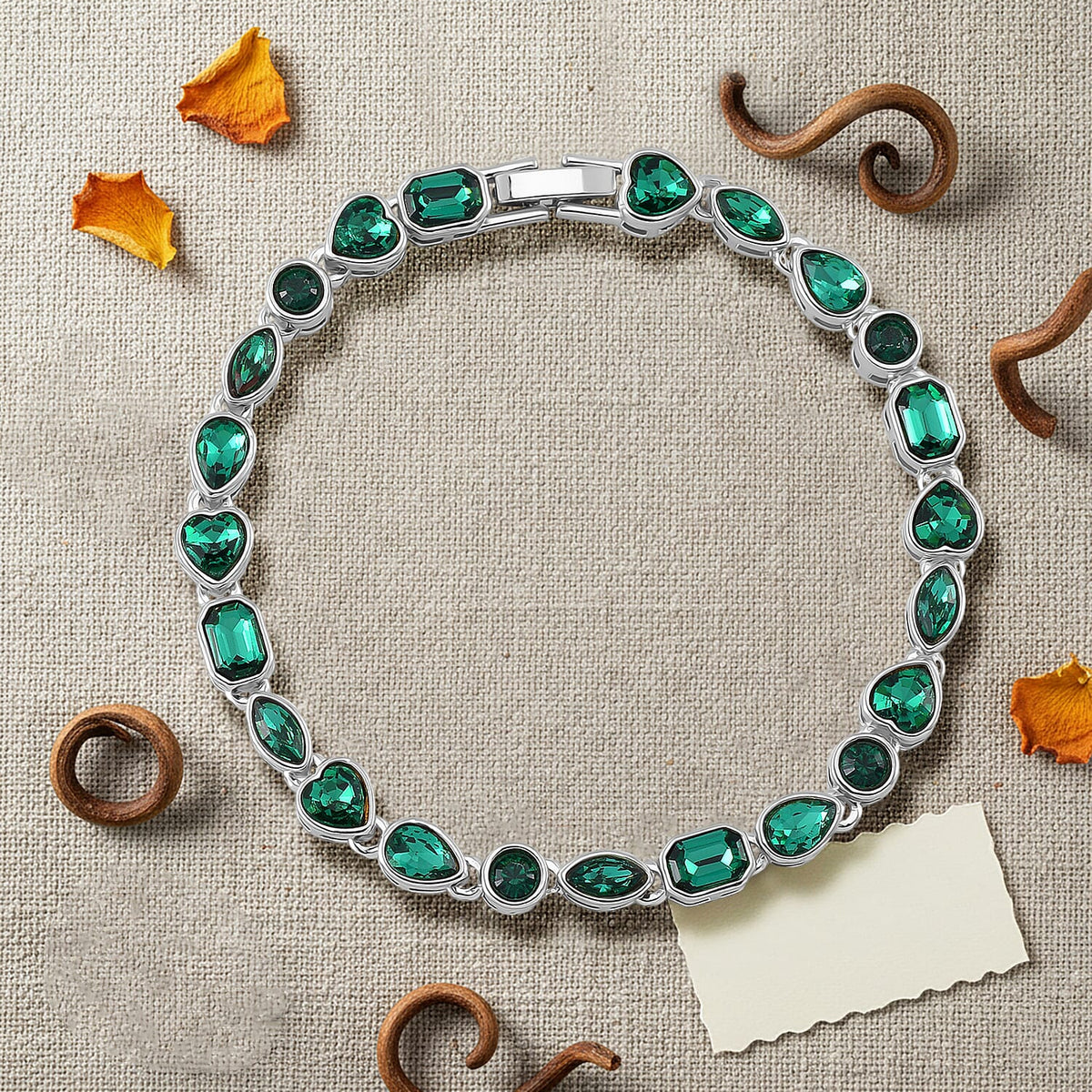 Emerald colour Crystal Bracelet (Size 7.5) V32730397 2