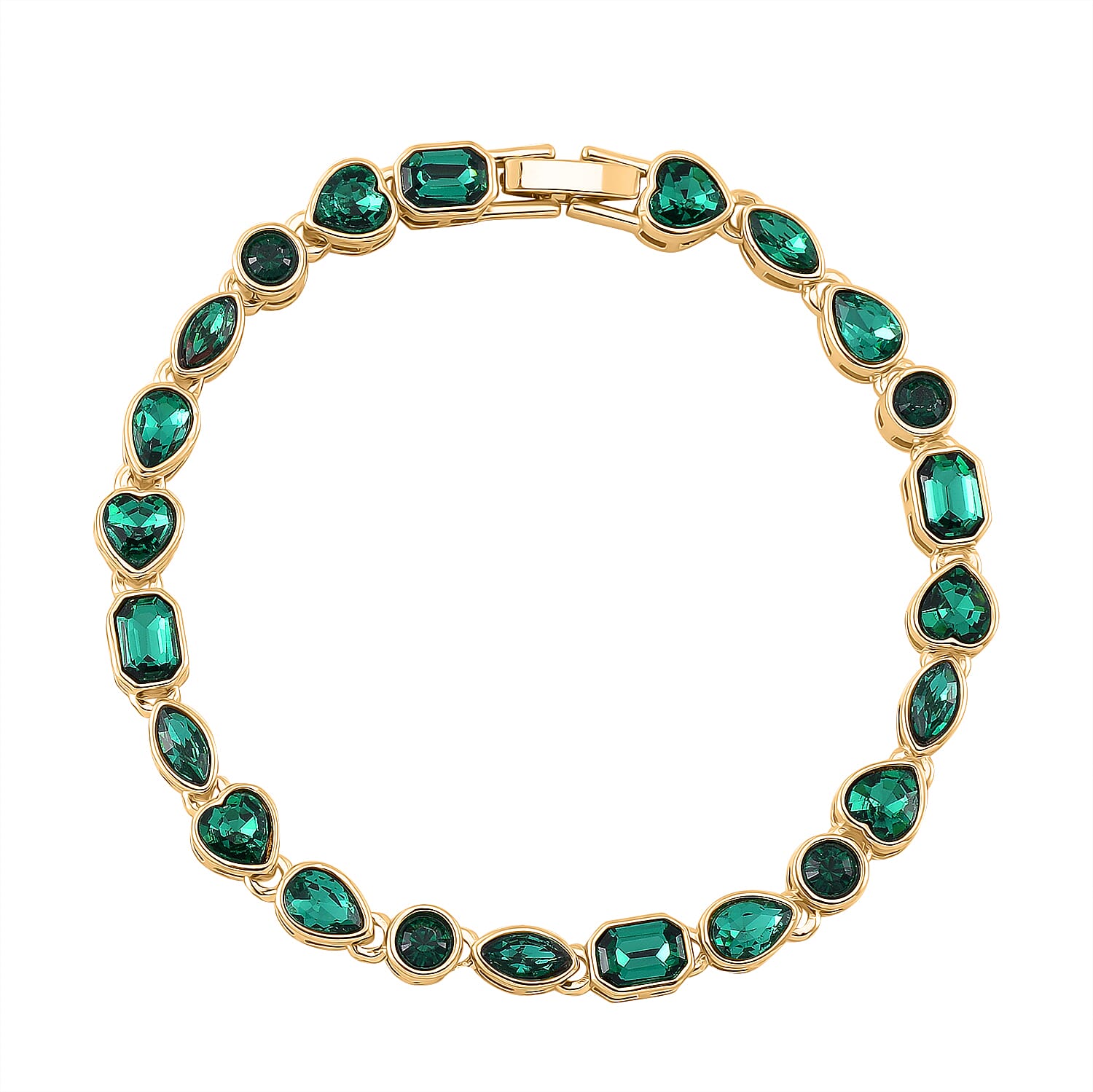 Emerald Crystal Bracelet (Size - 7.5) in Yellow Gold Tone 8309193 0