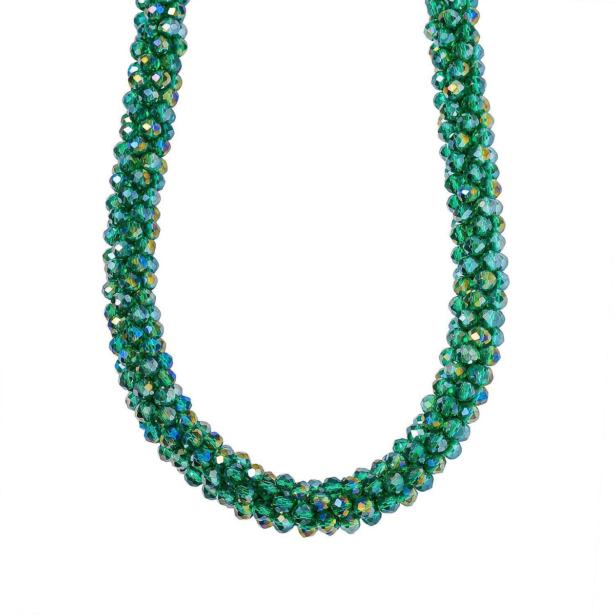Green Crystal Necklace (Size - 20) With Austrian Crystal Embellished Magnetic Clasp V32638431 0
