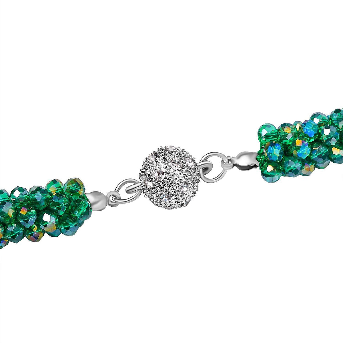 Green Crystal Necklace (Size - 20) With Austrian Crystal Embellished Magnetic Clasp V32638431 5