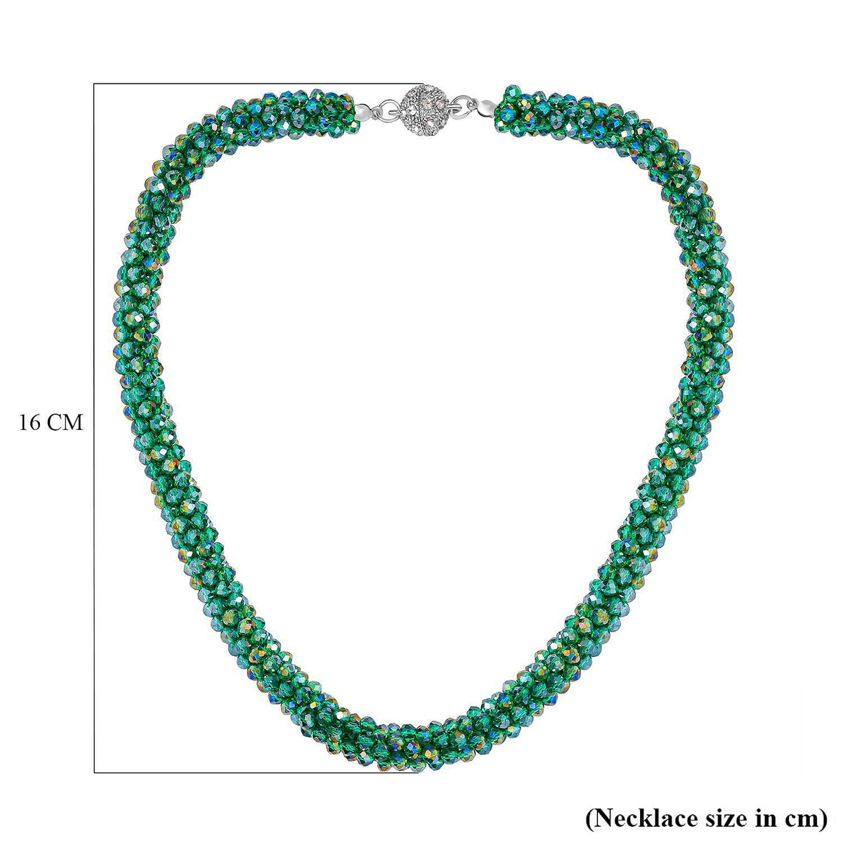 Green Crystal Necklace (Size - 20) With Austrian Crystal Embellished Magnetic Clasp V32638431 6