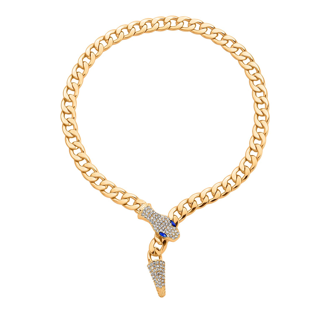 White &amp; Blue Crystal Serpent Necklace (Size - 21) in Yellow Gold Tone 8379613 4