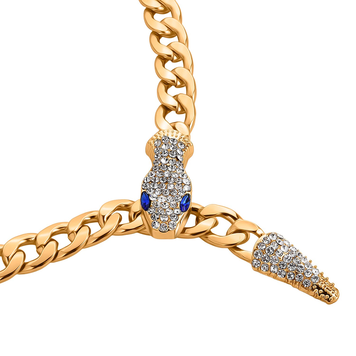 White &amp; Blue Crystal Serpent Necklace (Size - 21) in Yellow Gold Tone 8379613 5