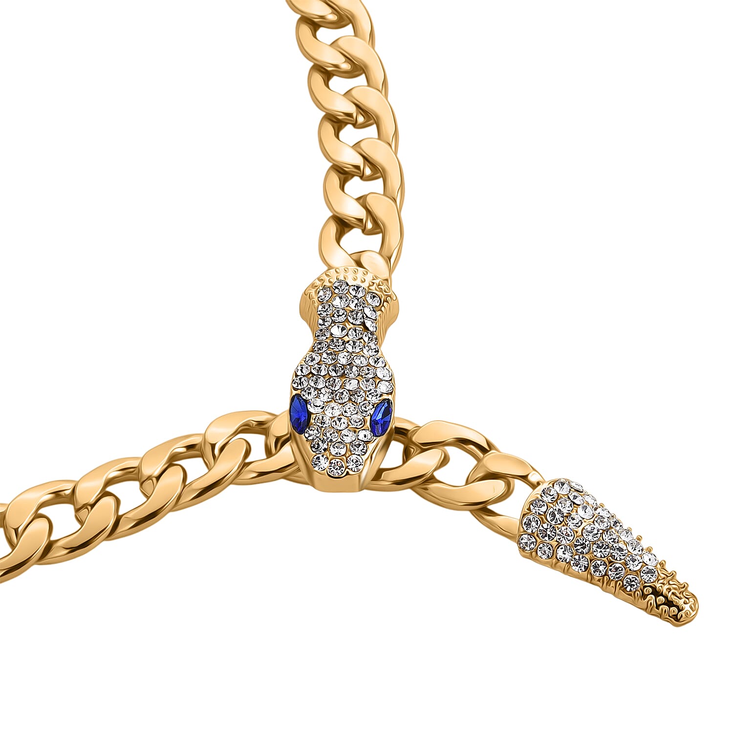 White &amp; Blue Crystal Serpent Necklace (Size - 21) in Yellow Gold Tone 8379613 5