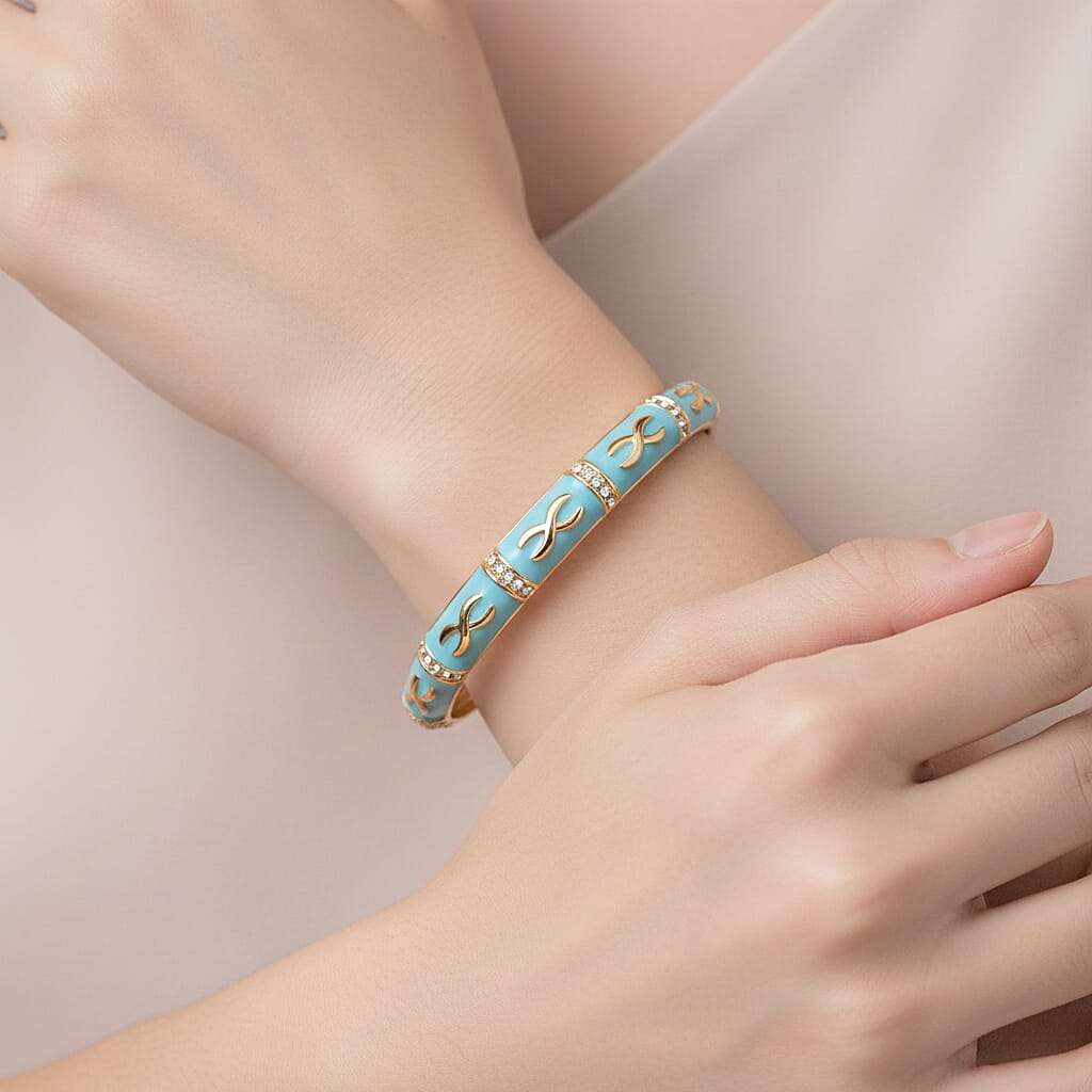 White Crystal Enameled Full Bangle 8313386 3