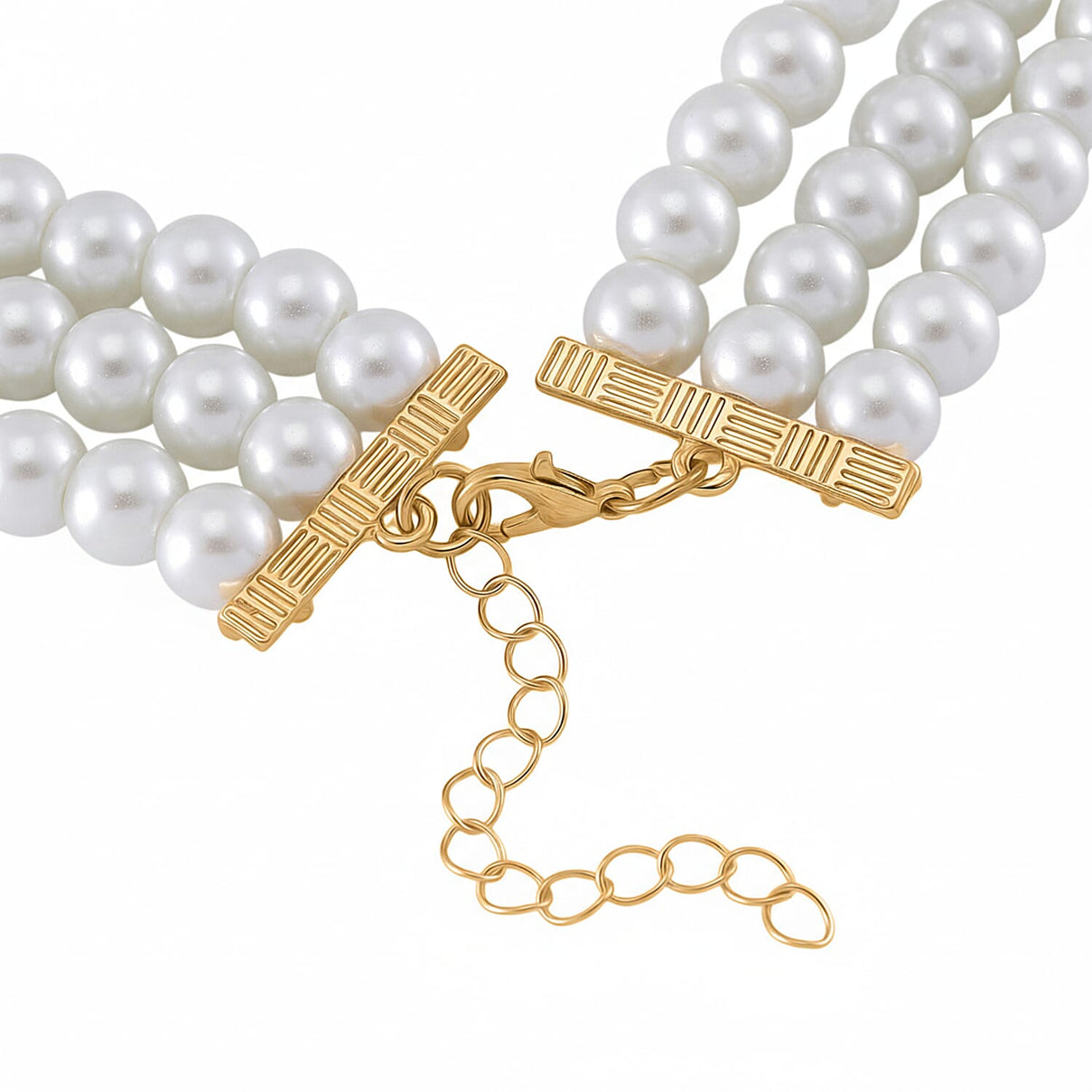 White Glass Pearl Choker Necklace (Size - 16-4 Inch Ext) with White Crystal and Green Glass 8411906 5