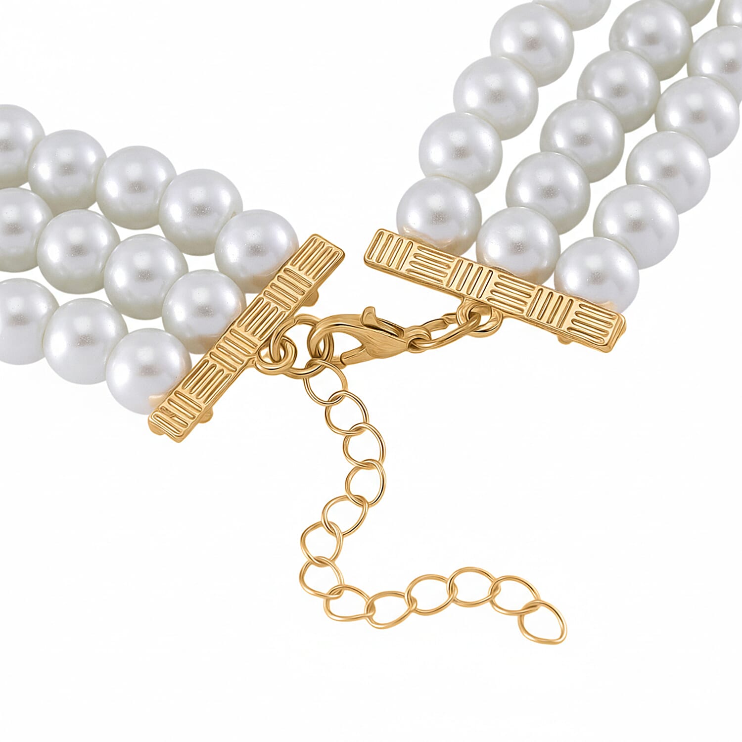 White Glass Pearl Choker Necklace (Size - 16-4 Inch Ext) with White Crystal and Green Glass 8411906 5