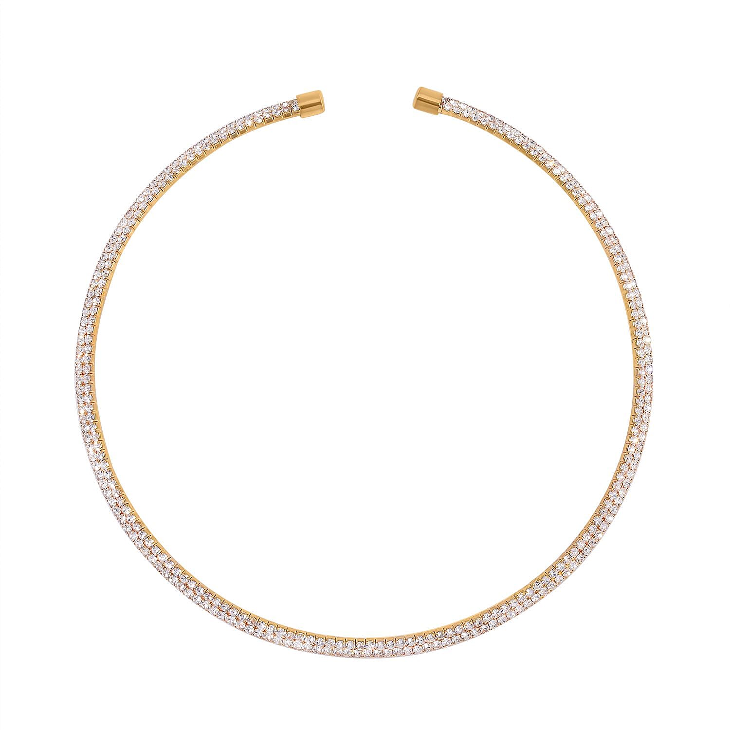 White Austrian Crystal Tennis Necklace (Size - 15) in Gold Tone 7664496 0