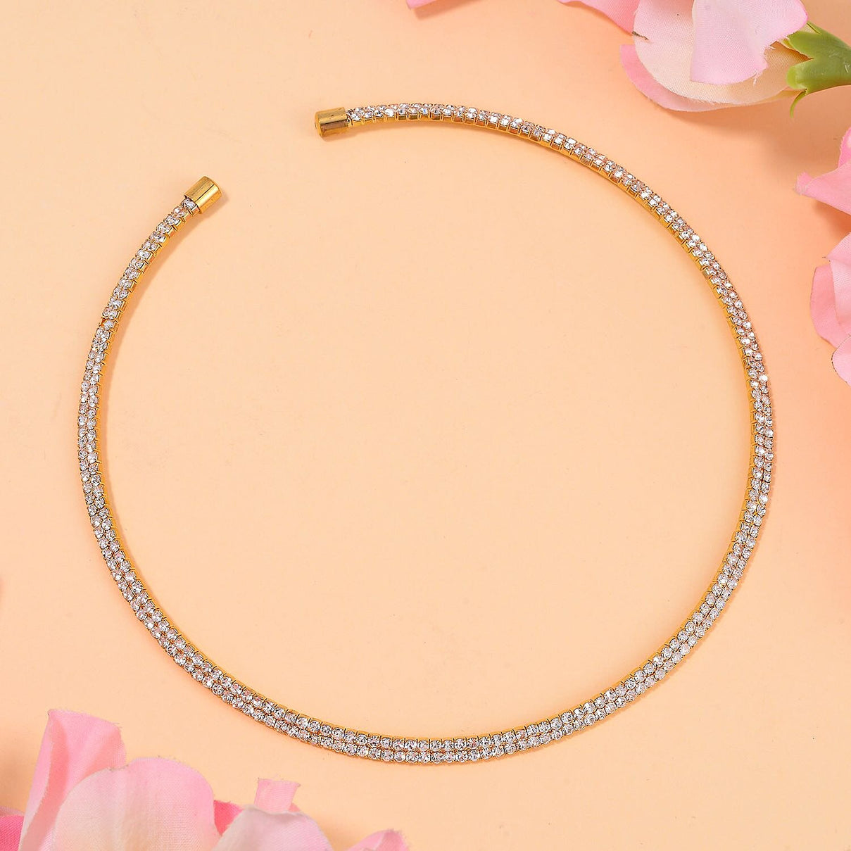 White Austrian Crystal Tennis Necklace (Size - 15) in Gold Tone 7664496 1