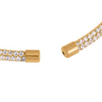 White Austrian Crystal Tennis Necklace (Size - 15) in Gold Tone