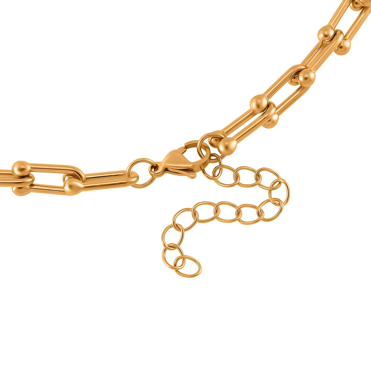 Designer Inspired White Crystal U-Link Necklace (Size - 18 - 2 Ext) with Lobster Clasp in Yellow Gold Tone 7994055 5