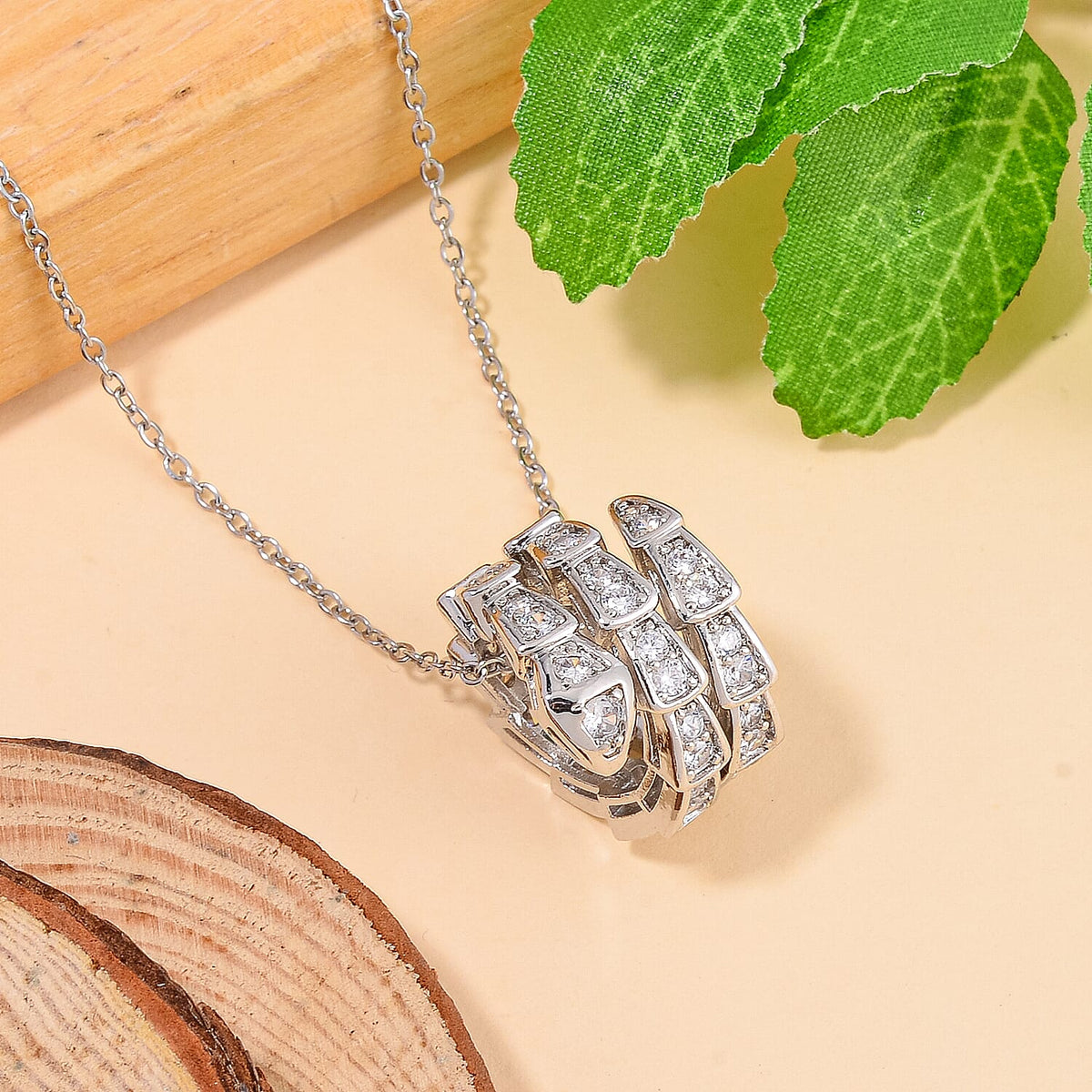 White Austrian Crystal Pendant with Chain (Size - 20) 7713533 2