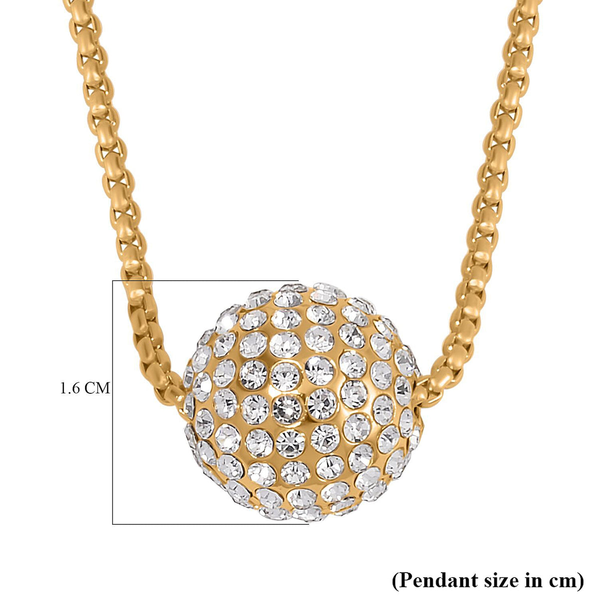 White Austrian Crystal Ball Necklace (Size - 24)-2 Inch Ext.) in Yellow Gold Tone 7662034 5
