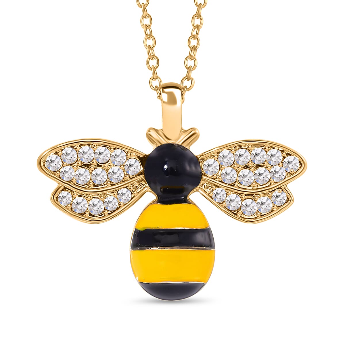 Designer Inspired - White Crystal HoneyBee Necklace (Size - 24) 7839345 0