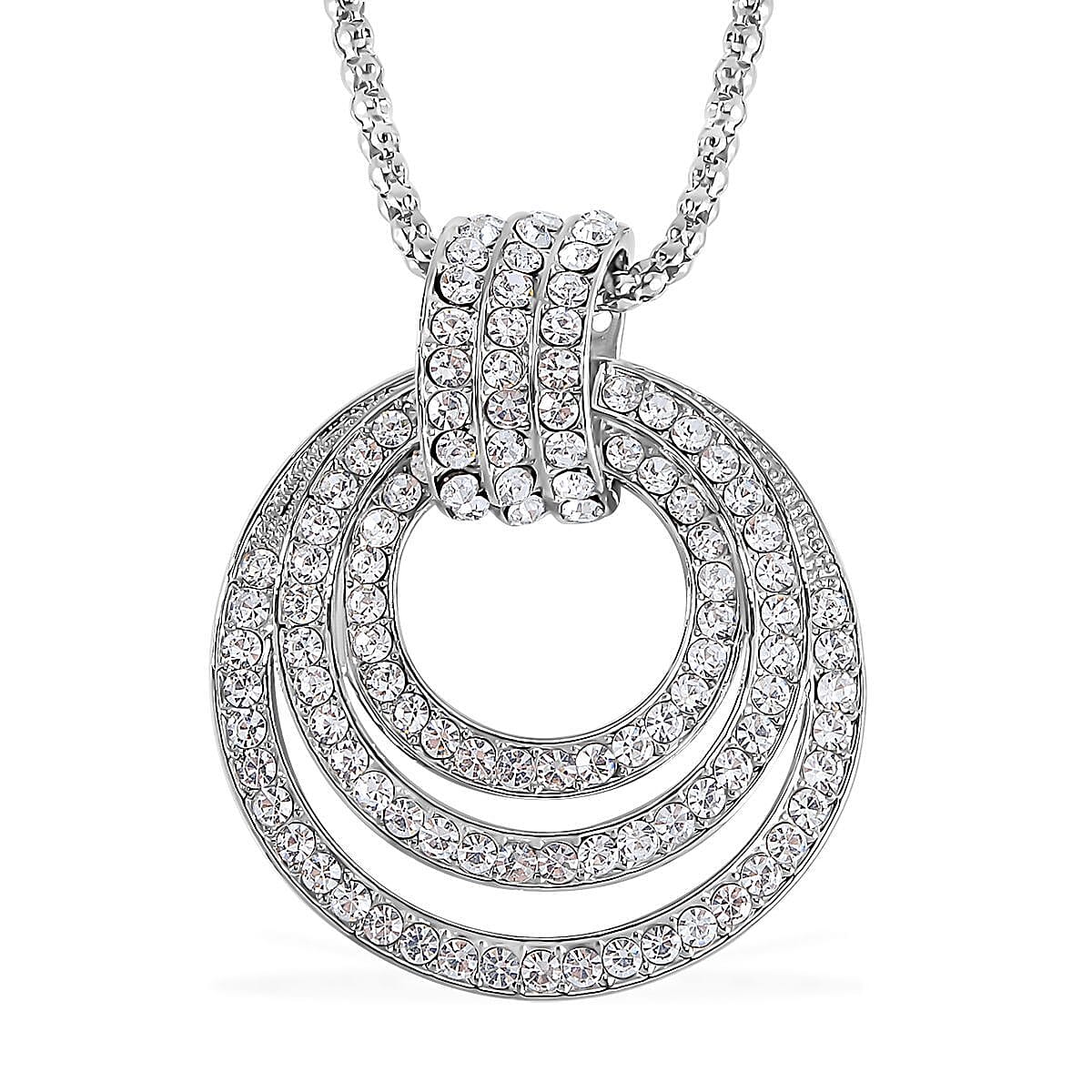 White Austrian Crystal Circle Necklace (Size - 28) 7666414 0