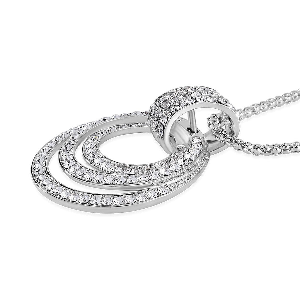 White Austrian Crystal Circle Necklace (Size - 28)