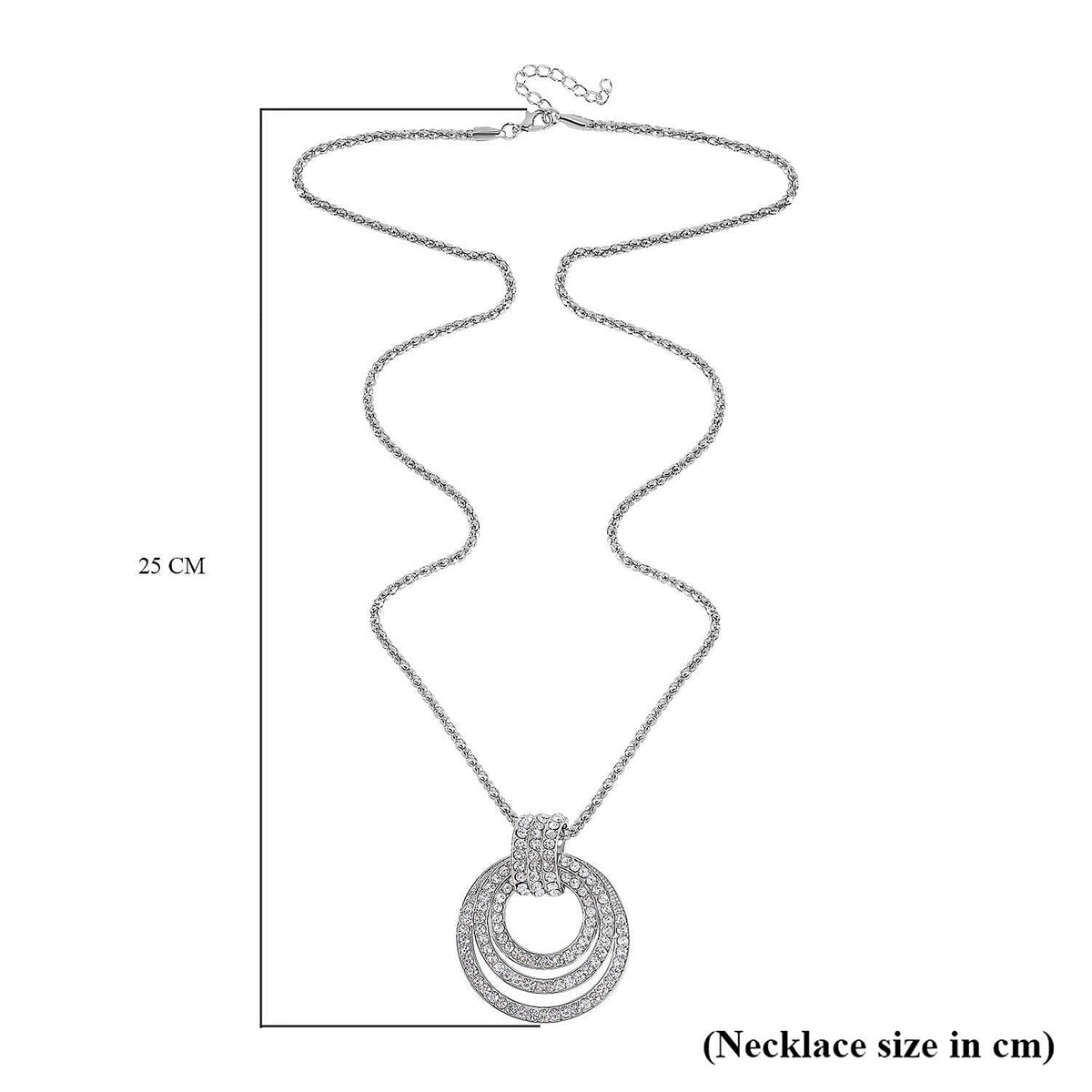 White Austrian Crystal Circle Necklace (Size - 28) 7666414 6