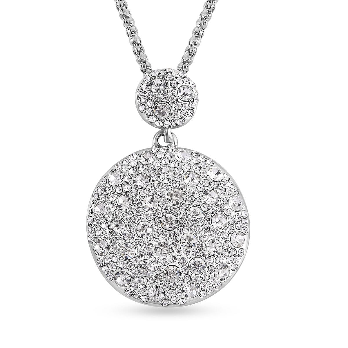 White Austrian Crystal Necklace (Size - 28-2 inch Ext.) in Silver Tone 7666415 0