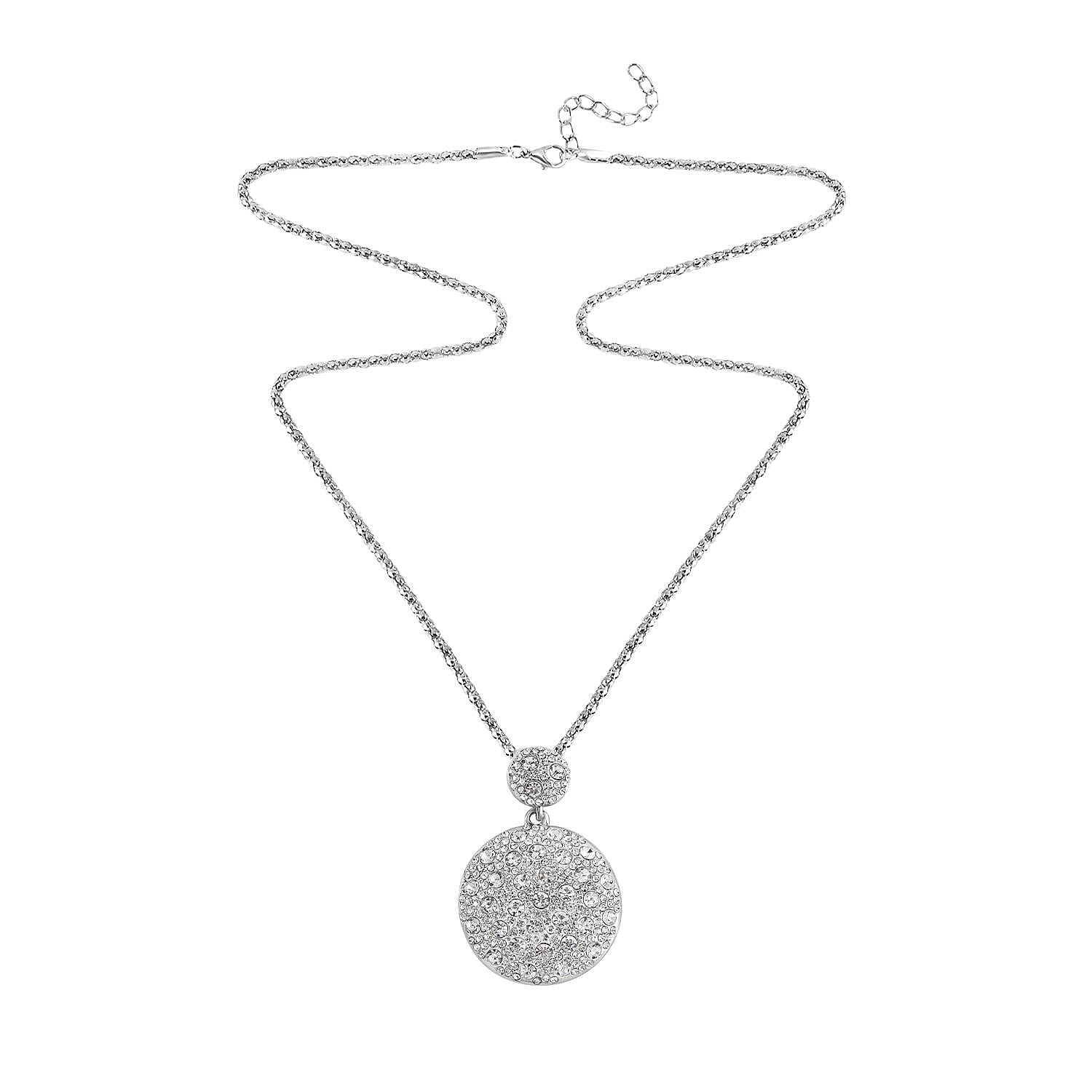 White Austrian Crystal Necklace (Size - 28-2 inch Ext.) in Silver Tone 7666415 6
