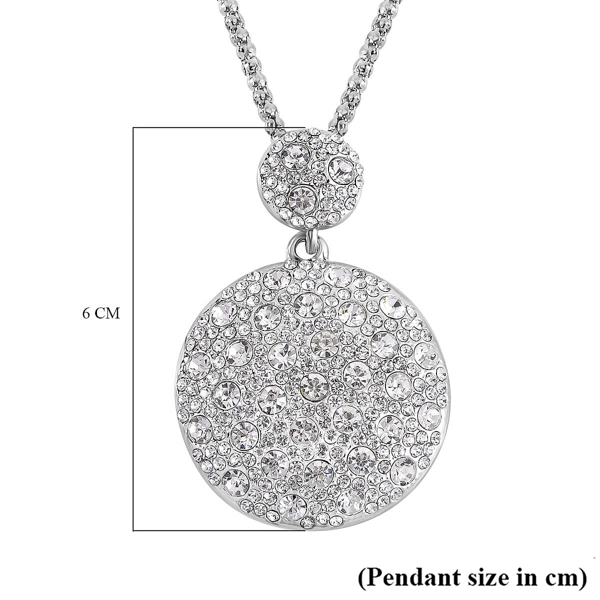 White Austrian Crystal Necklace (Size - 28-2 inch Ext.) in Silver Tone 7666415 7
