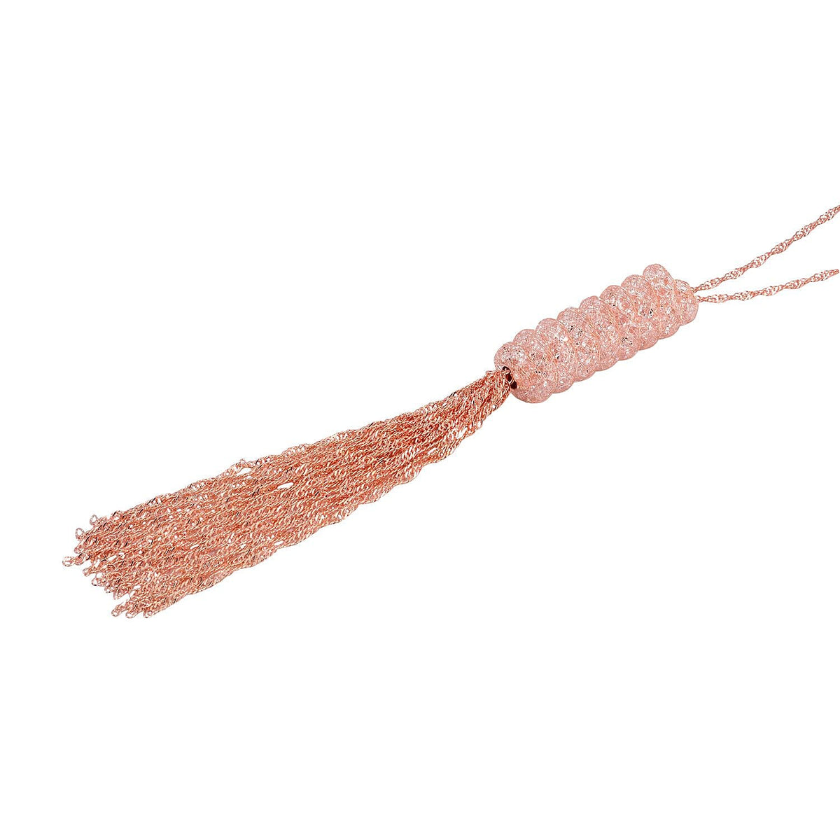 White Austrian Crystal Tassel Necklace (Size - 28-3 Inch Ext.) in Rose Gold Tone 7664513 3