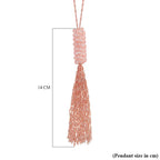 White Austrian Crystal Tassel Necklace (Size - 28-3 Inch Ext.) in Rose Gold Tone