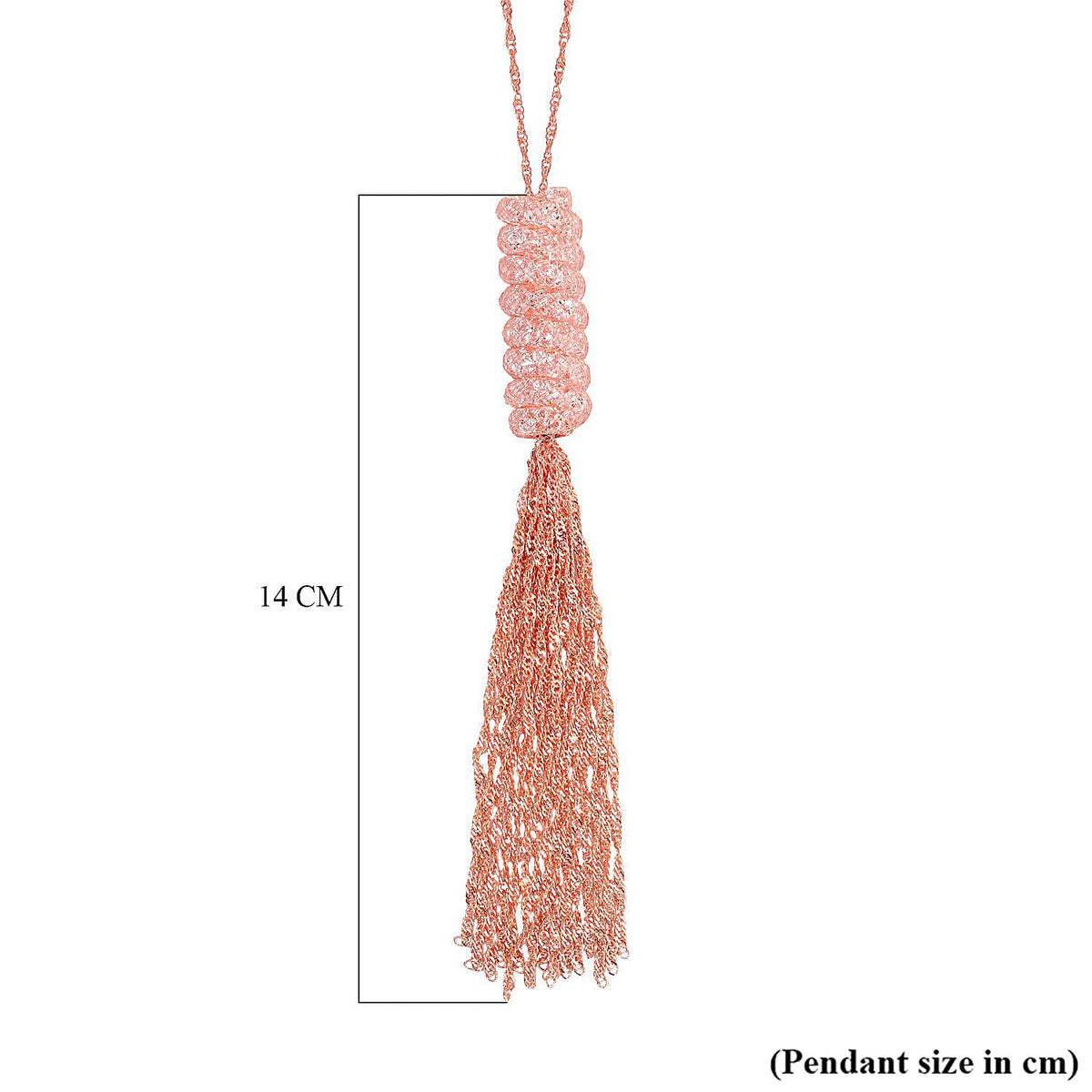 White Austrian Crystal Tassel Necklace (Size - 28-3 Inch Ext.) in Rose Gold Tone 7664513 5
